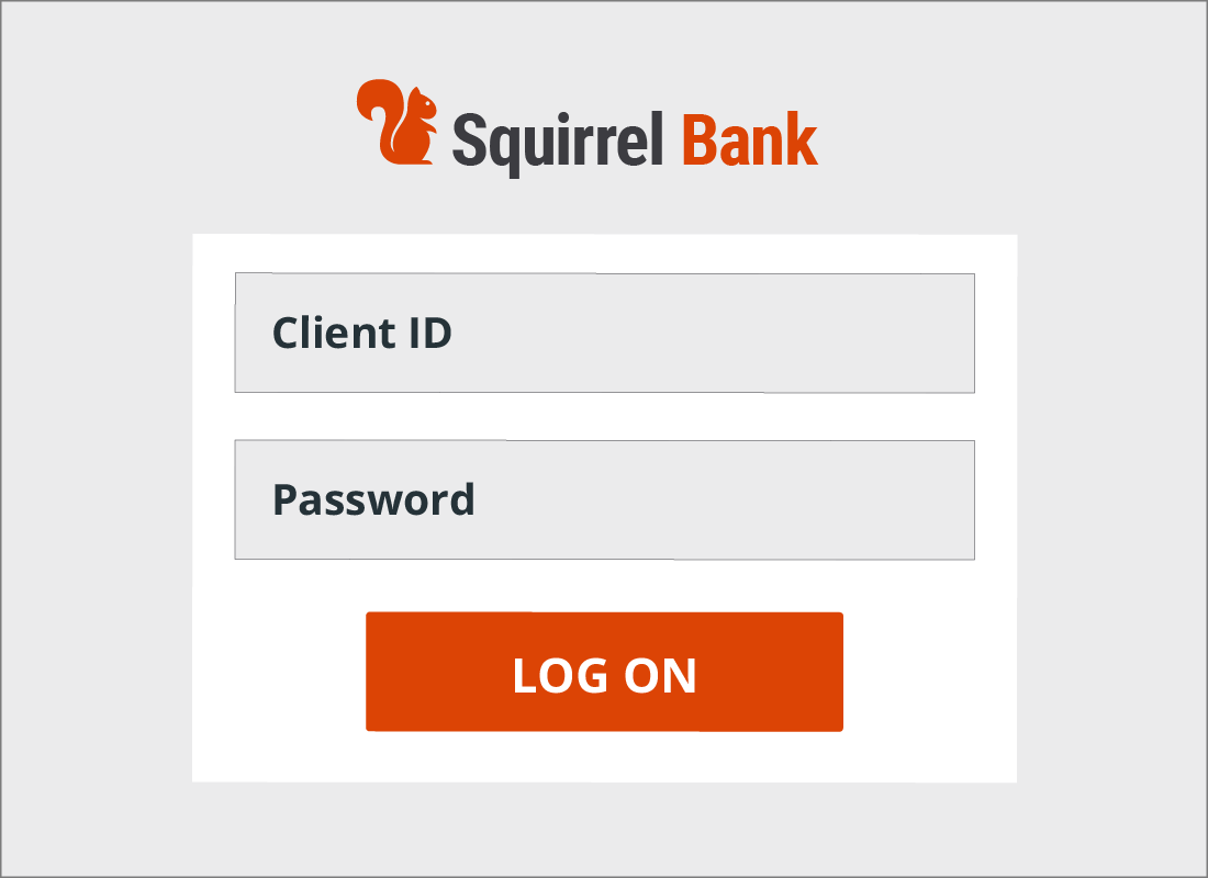 A Log on page or panel for a banking website.